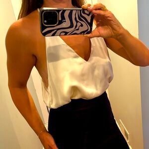 Alix NYC cream 100% silk camisole/ bodysuit large